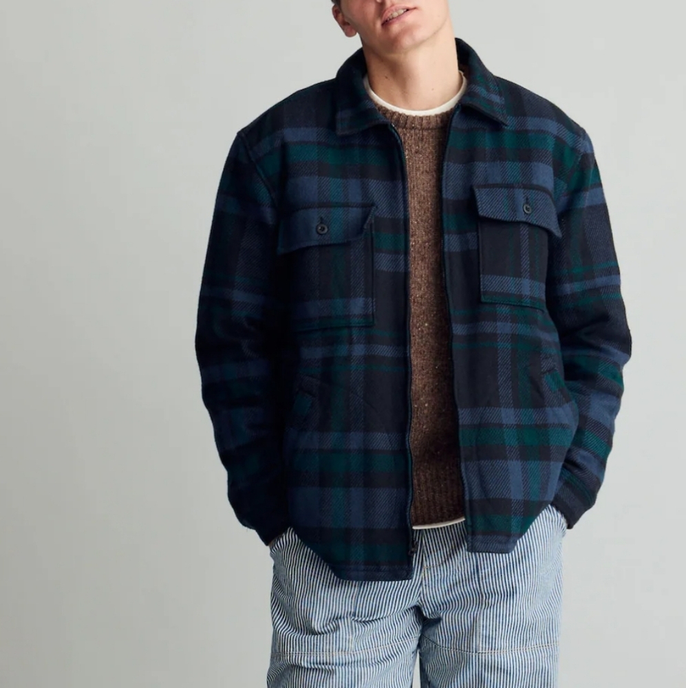 Madewell Men's Plaid Jacket - Black and Green